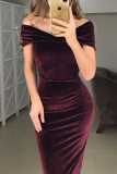 Sexy Solid Patchwork Off the Shoulder Pencil Skirt Dresses