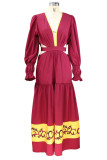Elegant Print Solid Color A Line Dresses