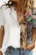 Fashion Casual Print Patchwork Turndown Collar Tops