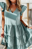 Fashion Street Dot Patchwork V Neck Princess Dresses