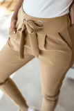 Casual Solid Patchwork Strap Design Pencil Solid Color Bottoms