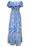 Fashion Elegant Print Printing Off the Shoulder Off The Shoulder Dresses