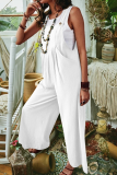 Casual Solid Patchwork Square Collar Straight Jumpsuits