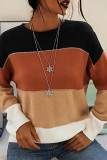 Fashion Casual Striped Patchwork O Neck Tops