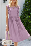 Fashion Casual Solid Patchwork O Neck A Line Dresses
