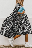 Casual Solid Patchwork O Neck Cake Skirt Dresses