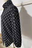 Casual Dot Patchwork Turndown Collar Tops