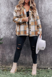 Casual Plaid Patchwork Turndown Collar Tops