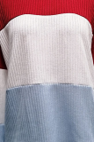 Fashion Casual Patchwork Contrast O Neck Tops
