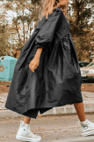 Casual Solid Patchwork O Neck Cake Skirt Dresses