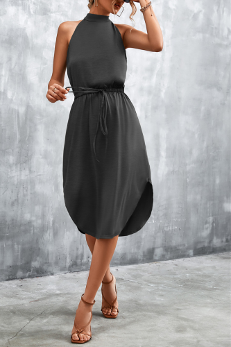 Casual Solid Patchwork Halter Waist Skirt Dresses