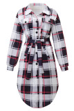 Sweet Elegant Plaid Striped Printing Shirt Collar Outerwear