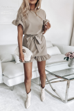 Fashion Solid Flounce O Neck Trumpet Mermaid Dresses