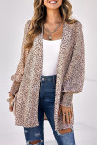 Elegant Leopard Printing Conventional Collar Tops