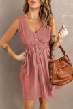 Casual Solid Patchwork U Neck Cake Skirt Dresses