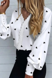 Fashion Print Lace V Neck Tops
