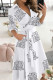 Fashion Street Print Frenulum V Neck A Line Dresses