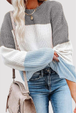 Fashion Casual Patchwork Contrast O Neck Tops