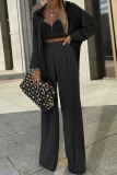 Elegant Solid Buckle Shirt Collar Long Sleeve Two Pieces