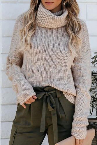 Fashion Street Solid Patchwork Turtleneck Tops