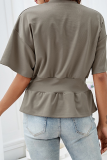 Casual Solid Patchwork O Neck Tops