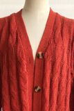 Casual Solid Pocket Buckle V Neck Outerwear