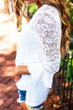 Casual Solid Lace Patchwork O Neck Tops