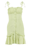 Fashion Casual Solid Patchwork Spaghetti Strap A Line Dresses