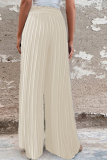 Fashion Solid Fold Loose Mid Waist Wide Leg Solid Color Bottoms