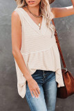 Casual Solid Patchwork V Neck Tops
