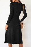 Fashion Casual Solid Patchwork O Neck A Line Dresses