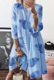 Casual Solid Patchwork O Neck Cake Skirt Dresses