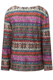 Sweet Street Print Embroidered Printing V Neck Tops