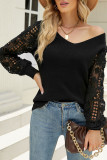 Casual Solid Hollowed Out Patchwork V Neck Sweaters