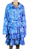 Casual Print Patchwork Turndown Collar Cake Skirt Dresses