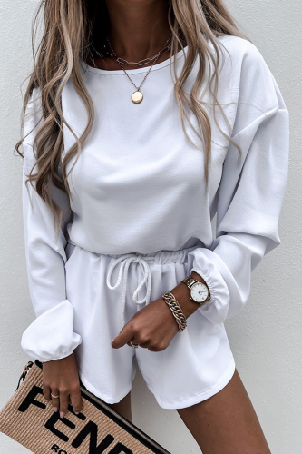 Fashion Street Solid Patchwork O Neck Long Sleeve Two Pieces