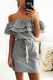 Casual Striped Flounce Off the Shoulder Pencil Skirt Dresses