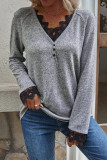 Fashion Casual Solid Pullovers V Neck Tops