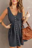 Casual Solid Patchwork U Neck Cake Skirt Dresses
