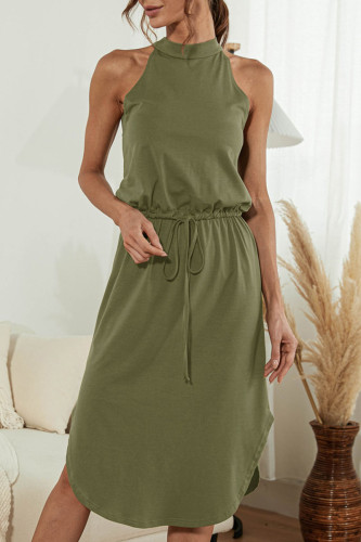 Fashion Casual Solid Patchwork Halter A Line Dresses