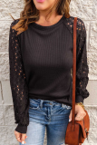 Casual Solid Hollowed Out O Neck Tops