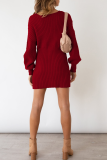 Casual Solid Patchwork V Neck Pencil Skirt Dresses