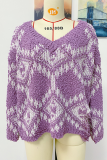 Casual Geometric Patchwork Contrast V Neck Tops