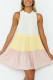 Spring and summer contrast stitching mini dress