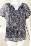 Casual Print Patchwork Frenulum V Neck Tops