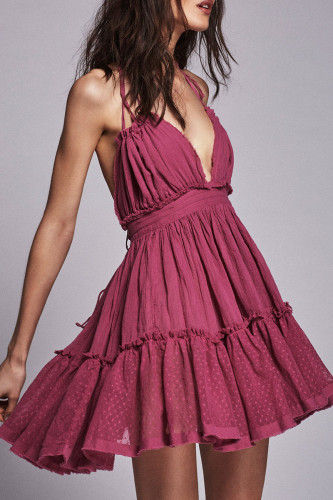 Fashion Street Polka Dot Patchwork V Neck Irregular Dresses