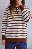 Fashion Casual Striped Buttons Turndown Collar Tops