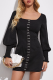 Vintage Solid Buckle Square Collar Pencil Skirt Dresses