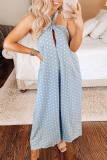 Casual Dot Patchwork Halter Loose Jumpsuits