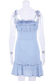 Fashion Casual Solid Patchwork Spaghetti Strap A Line Dresses